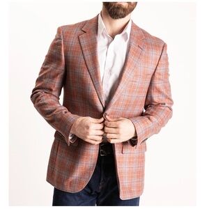 Thom Hudson Melbourne | Zito Lightweight Silk & Wool Sport Coat Plaid Melon